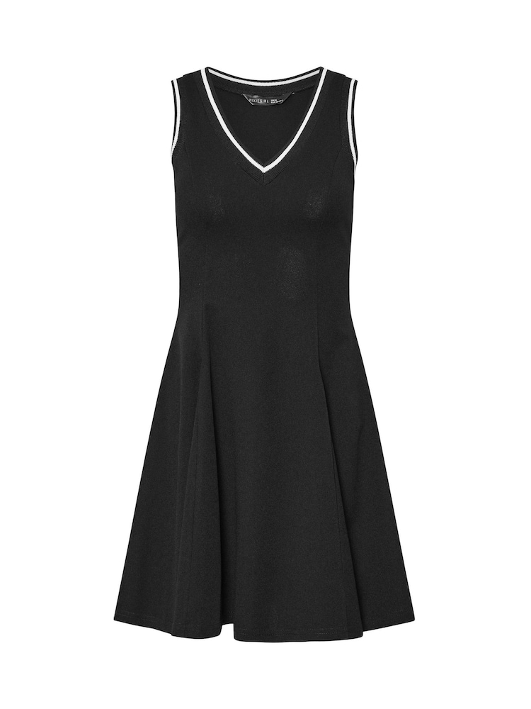 PixieGirl Petite Black Stripe Trim Flippy Mini Dress - Image 5 of 5