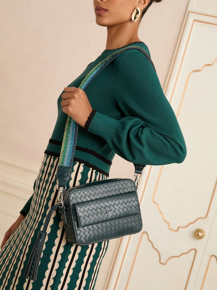 Love & Roses Green Cross-Body Bag with Pocket - Image 2 of 6