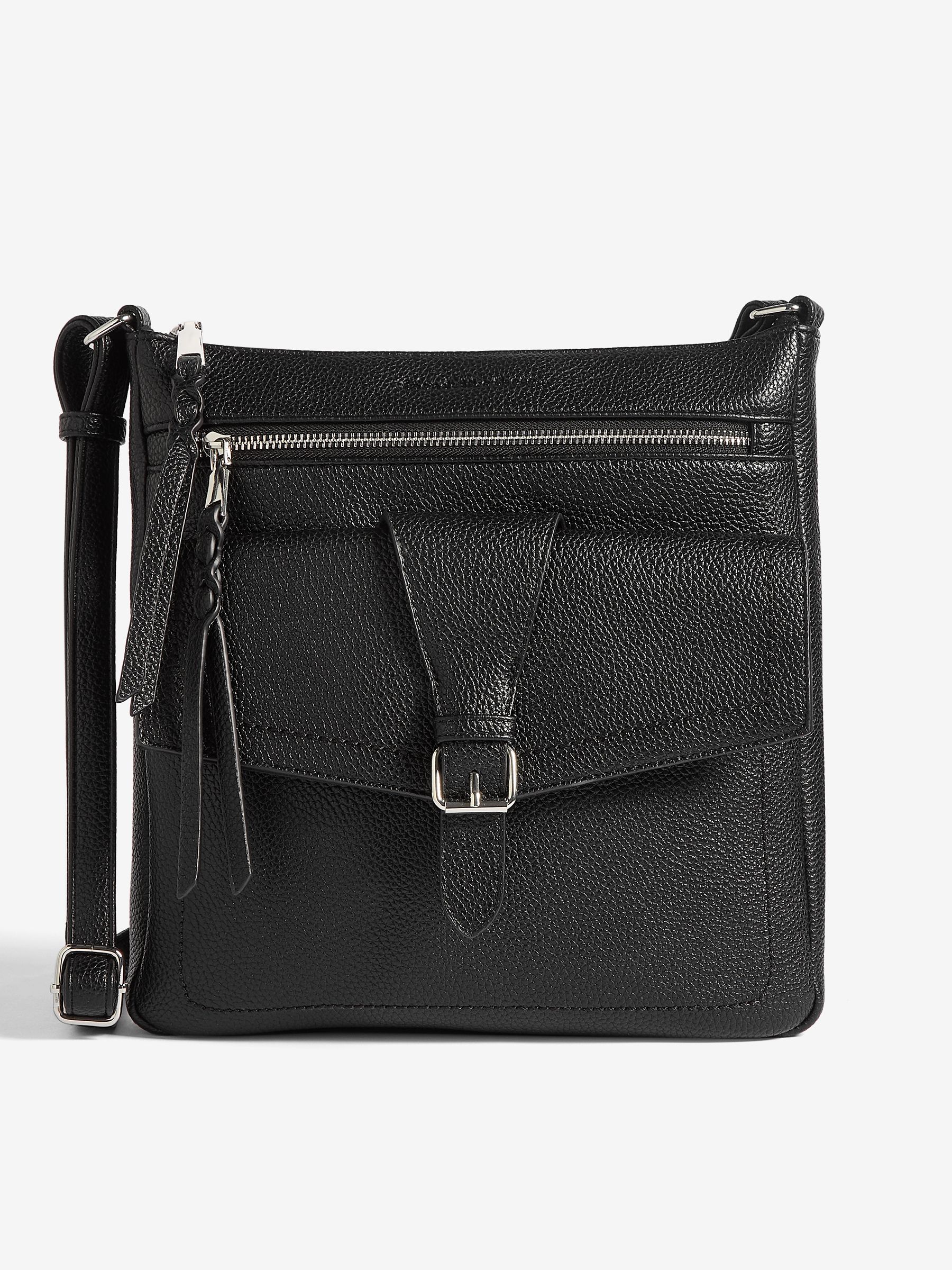 Friends Like These Black Medium Faux Leather Messenger Bag