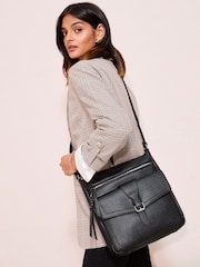 Friends Like These Black Medium Faux Leather Messenger Bag - Image 1 of 1