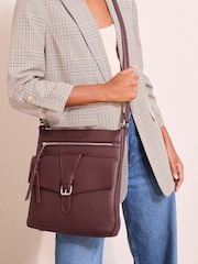 Friends Like These Tan Brown Medium Faux Leather Messenger Bag - Image 2 of 6
