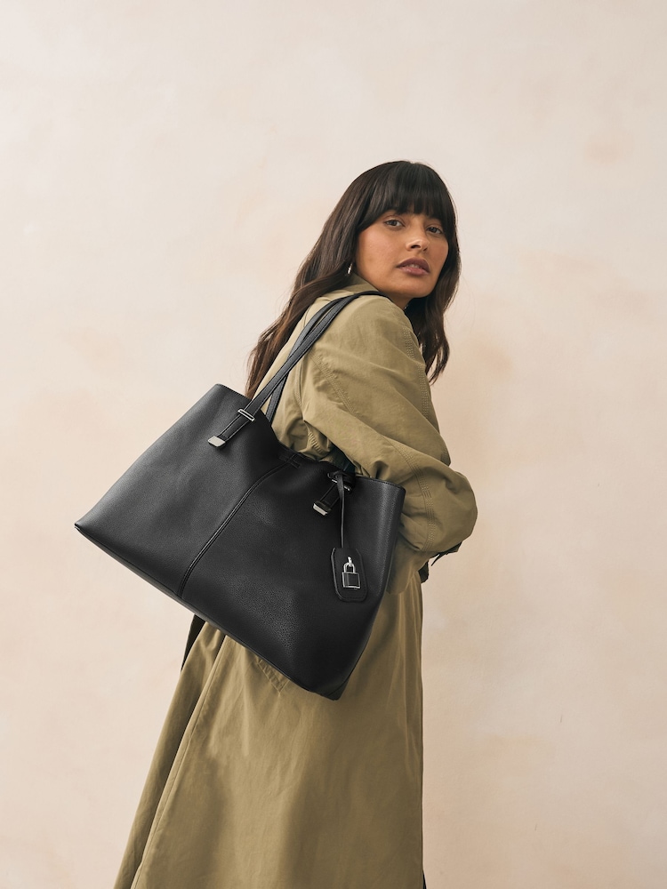 Black Structured Tote Bag - Image 1 of 7