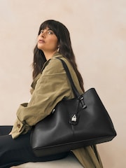 Black Structured Tote Bag - Image 2 of 7