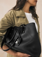Black Structured Tote Bag - Image 4 of 7