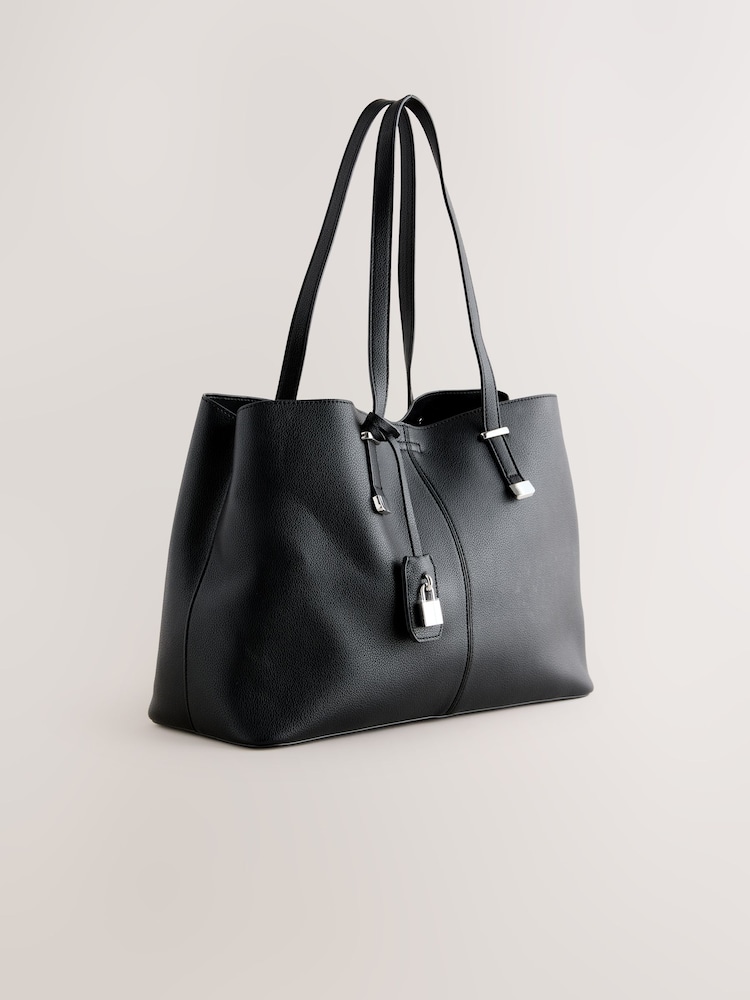 Buy Black Structured Tote Bag from Next Mauritius