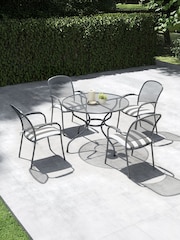 Pacific Grey Carlo Round Garden 4 Seater Dining Table and Chair Cushions Set - Image 1 of 5