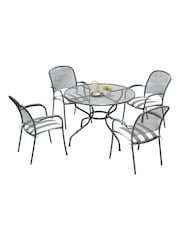 Pacific Grey Carlo Round Garden 4 Seater Dining Table and Chair Cushions Set - Image 2 of 5