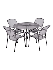 Pacific Grey Carlo Round Garden 4 Seater Dining Table and Chair Set - Image 2 of 4