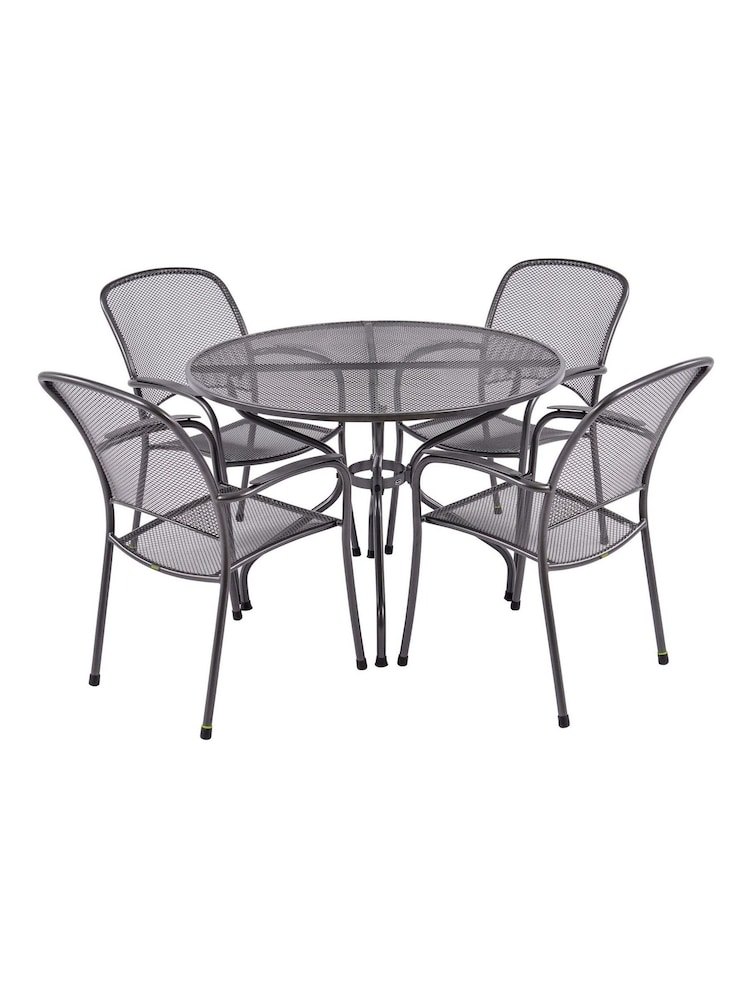 Pacific Grey Carlo Round Garden 4 Seater Dining Table and Chair Set - Image 2 of 4