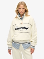 Superdry Cream Country Club Loose 1/4 Zip Sweatshirt - Image 1 of 5