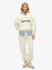 Superdry Cream Country Club Loose 1/4 Zip Sweatshirt - Image 2 of 5
