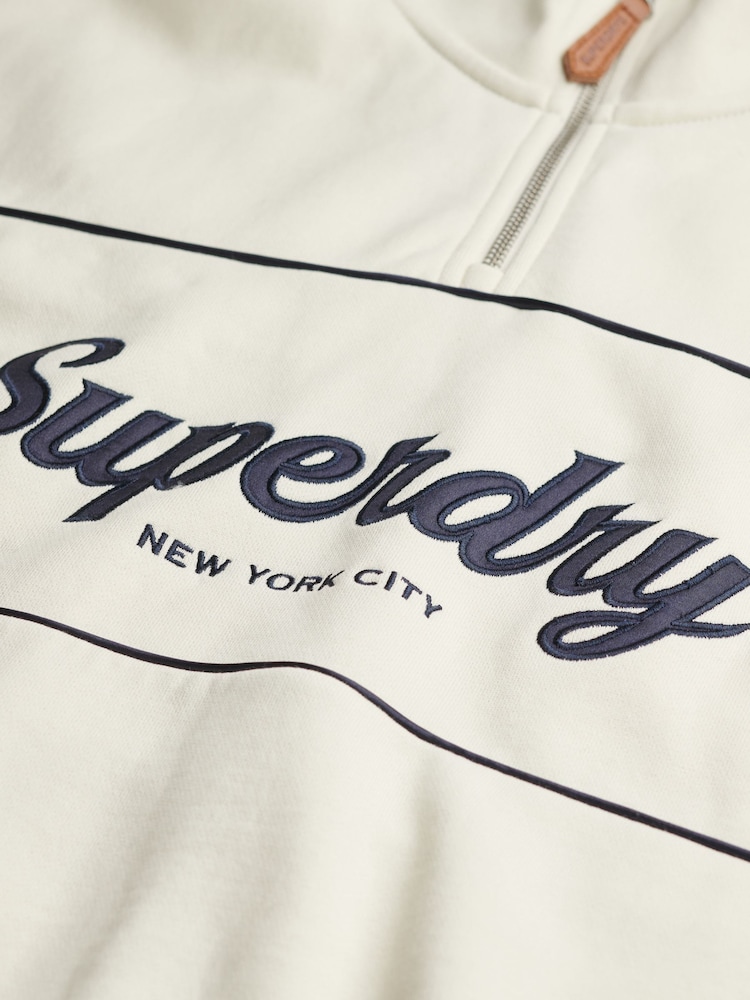 Superdry Cream Country Club Loose 1/4 Zip Sweatshirt - Image 5 of 5