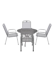 Pacific Grey Savoy Garden Round 4 Seater Dining Table and Chair Set - Image 2 of 5