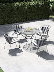 Pacific Grey Elegance Garden Round 4 Seater Dining Table and Chair Set - Image 1 of 4