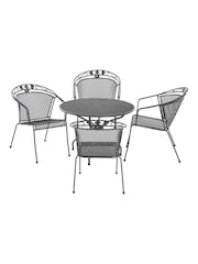 Pacific Grey Elegance Garden Round 4 Seater Dining Table and Chair Set - Image 2 of 4