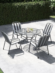 Pacific Grey Savoy Garden Round 4 Seater Dining Table and Chair Cushions Set - Image 1 of 6