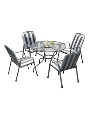 Pacific Grey Savoy Garden Round 4 Seater Dining Table and Chair Cushions Set - Image 2 of 6