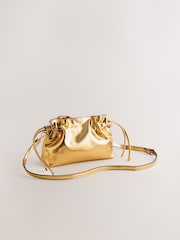 Gold Ruched Clutch Bag - Image 1 of 5