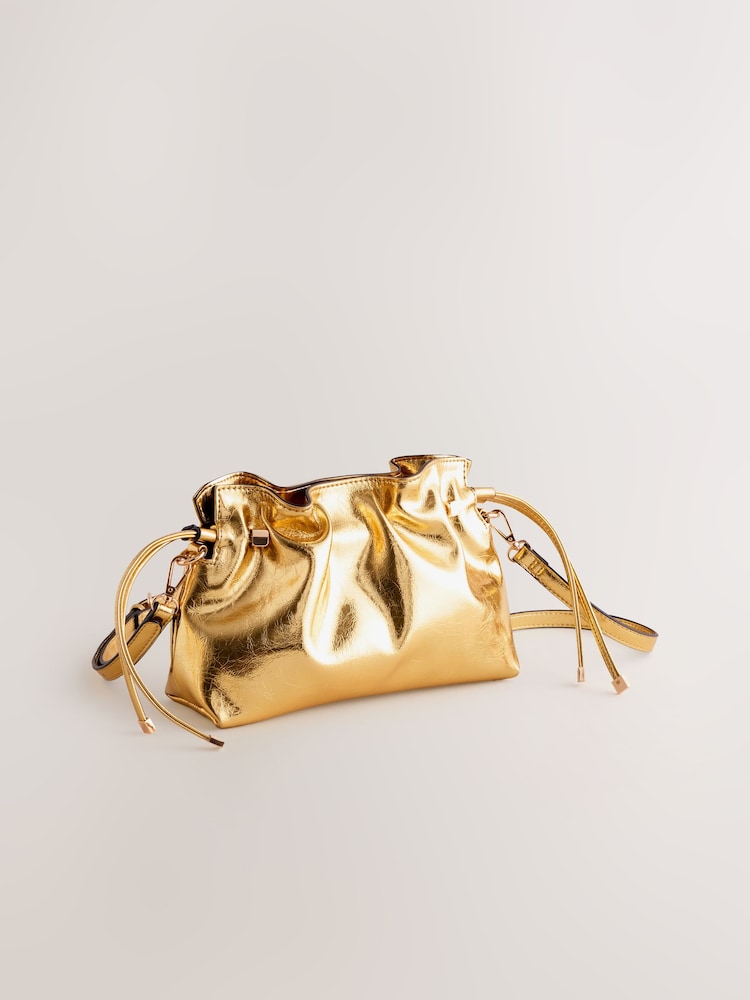 Gold Ruched Clutch Bag - Image 2 of 5