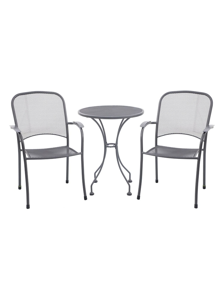 Pacific Grey Carlo Garden Table and Chair Bistro Set - Image 2 of 4