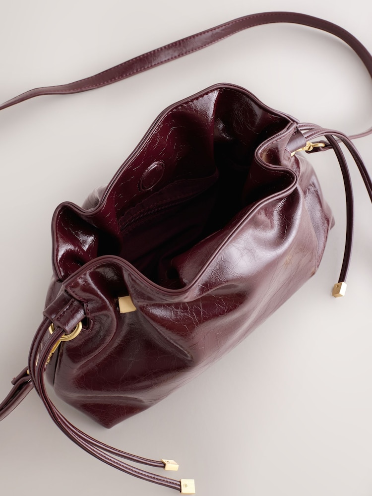 Burgundy Ruched Clutch Bag - Image 8 of 8