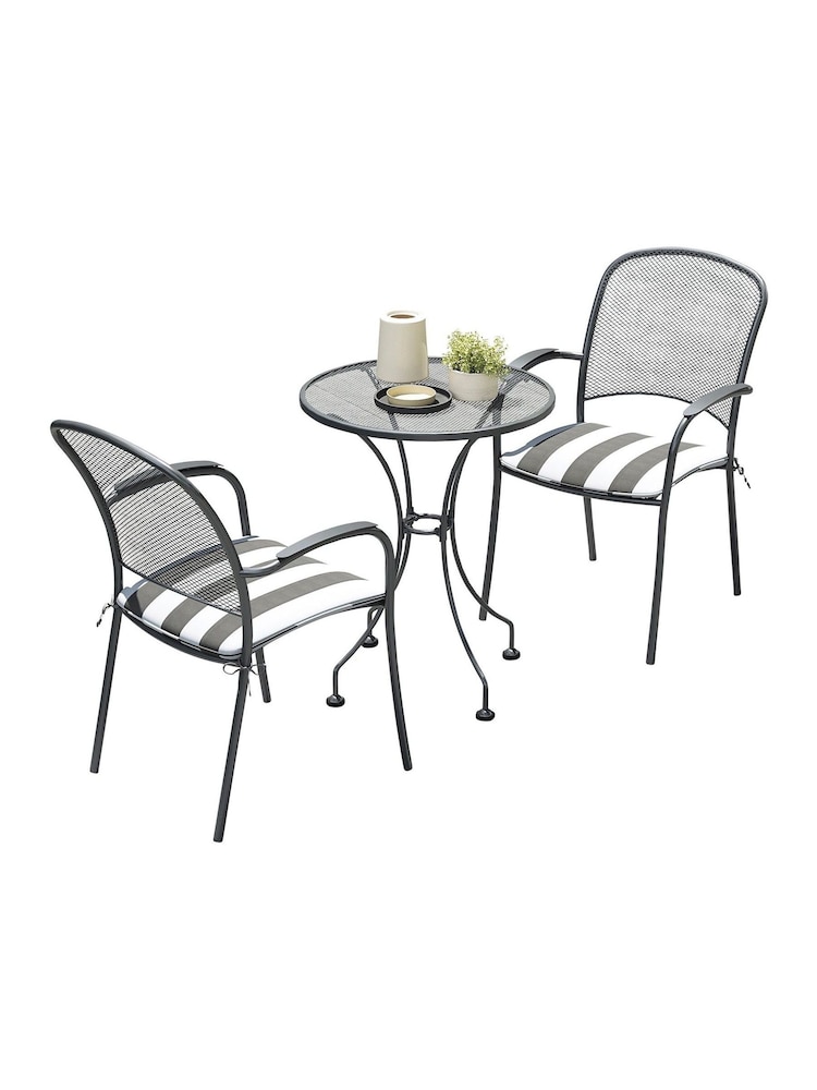Pacific Grey Carlo Garden Table and Chair Bistro Set with Cushions - Image 2 of 5