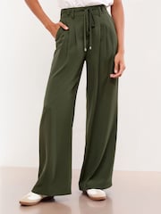Lipsy Khaki Belted Wide Leg Trousers - Image 1 of 4
