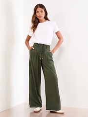 Lipsy Khaki Belted Wide Leg Trousers - Image 2 of 4