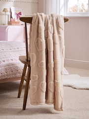 Cream Heart Fleece Throw - Image 2 of 4