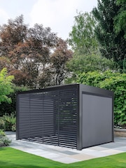 Pacific Dark Grey Electric Garden Pergola with LED Blinds and Louvr Panel - Image 1 of 11