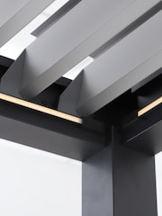 Pacific Dark Grey Electric Garden Pergola with LED Blinds and Louvr Panel - Image 8 of 11