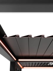 Pacific Dark Grey Electric Garden Pergola with LED Blinds and Louvr Panel - Image 9 of 11