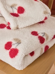 Cream Cherry Fleece Throw - Image 2 of 5