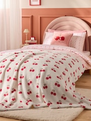 Cream Cherry Fleece Throw - Image 3 of 5