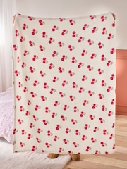 Cream Cherry Fleece Throw - Image 4 of 5