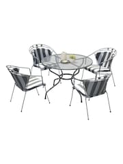 Pacific Grey Elegance Garden Round 4 Seater Dining Table and Chair Cushions Set - Image 5 of 5