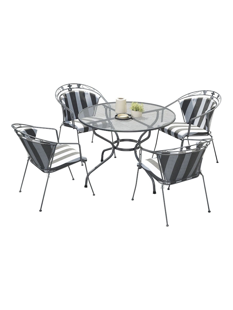 Pacific Grey Elegance Garden Round 4 Seater Dining Table and Chair Cushions Set - Image 5 of 5