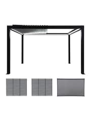 Pacific Dark Grey Electric Garden Pergola with LED Louvre Panels an Blind - Image 4 of 10