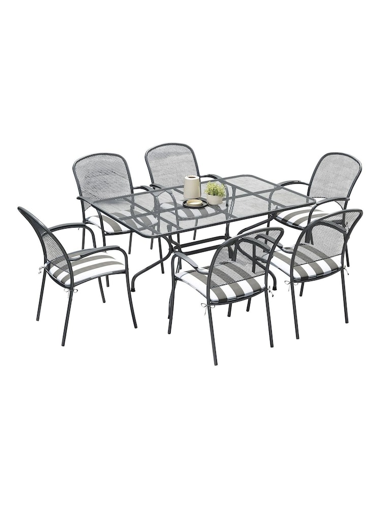 Pacific Grey Carlo Rectangular Garden 6 Seater Dining Table and Cushions - Image 2 of 4