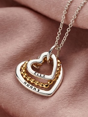 Posh Totty Designs Gold Tone Personalised Family Names Bead Heart Necklace - Image 1 of 3