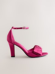Pink Forever Comfort® Satin Bow Block Heeled Sandals - Image 1 of 5