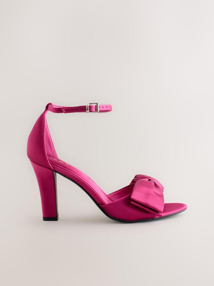 Pink Forever Comfort® Satin Bow Block Heeled Sandals - Image 1 of 5