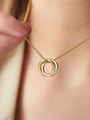Posh Totty Designs Mini Gold Tone Personalised Two Ring Birthstone Russian Necklace - Image 1 of 4