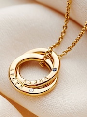Posh Totty Designs Mini Gold Tone Personalised Two Ring Birthstone Russian Necklace - Image 2 of 4
