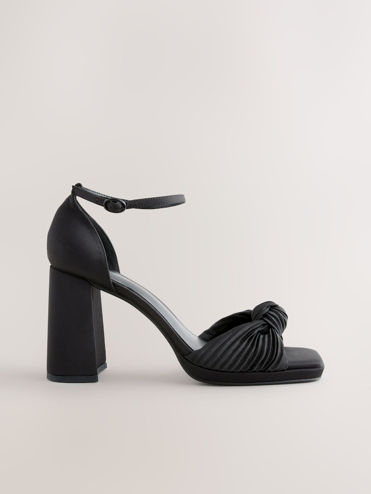 Black Forever Comfort® Twist Heeled Platform Sandals - Image 1 of 5