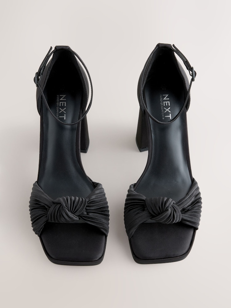 Black Forever Comfort® Twist Heeled Platform Sandals - Image 2 of 5