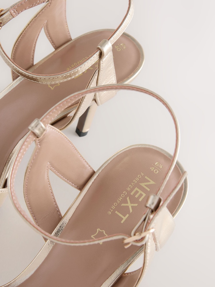 Gold Forever Comfort® Leather Lattice Front Heeled Sandals - Image 11 of 11 Gold Forever Comfort® Leather Lattice Front Heeled Sandals - Image 11 of 11