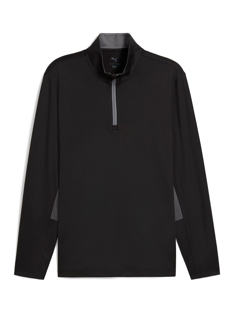 Puma Black Mens Pure 2.0 Golf Quarter-Zip Top - Image 1 of 2