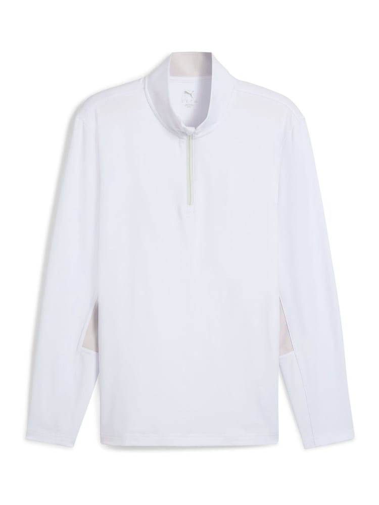 Puma White Mens Pure 2.0 Golf Quarter-Zip Top - Image 1 of 2