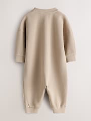smALLSAINTS Neutral Tierra Textured Long Sleeve Baby Boys Romper - Image 2 of 6